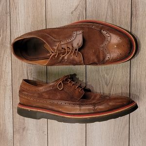 PAUL SMITH‎ Italy Brown Leather Suede Sz 10 Long Wing Tip Mens Dress Shoes
